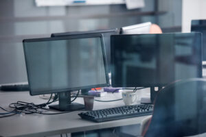 empty office with modern computers